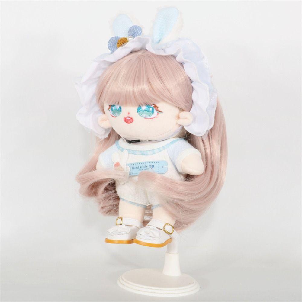 Sweet Plush Doll Long Curly Hair Wig Gradient Color 20cm Cotton Doll Hair  Doll Decor