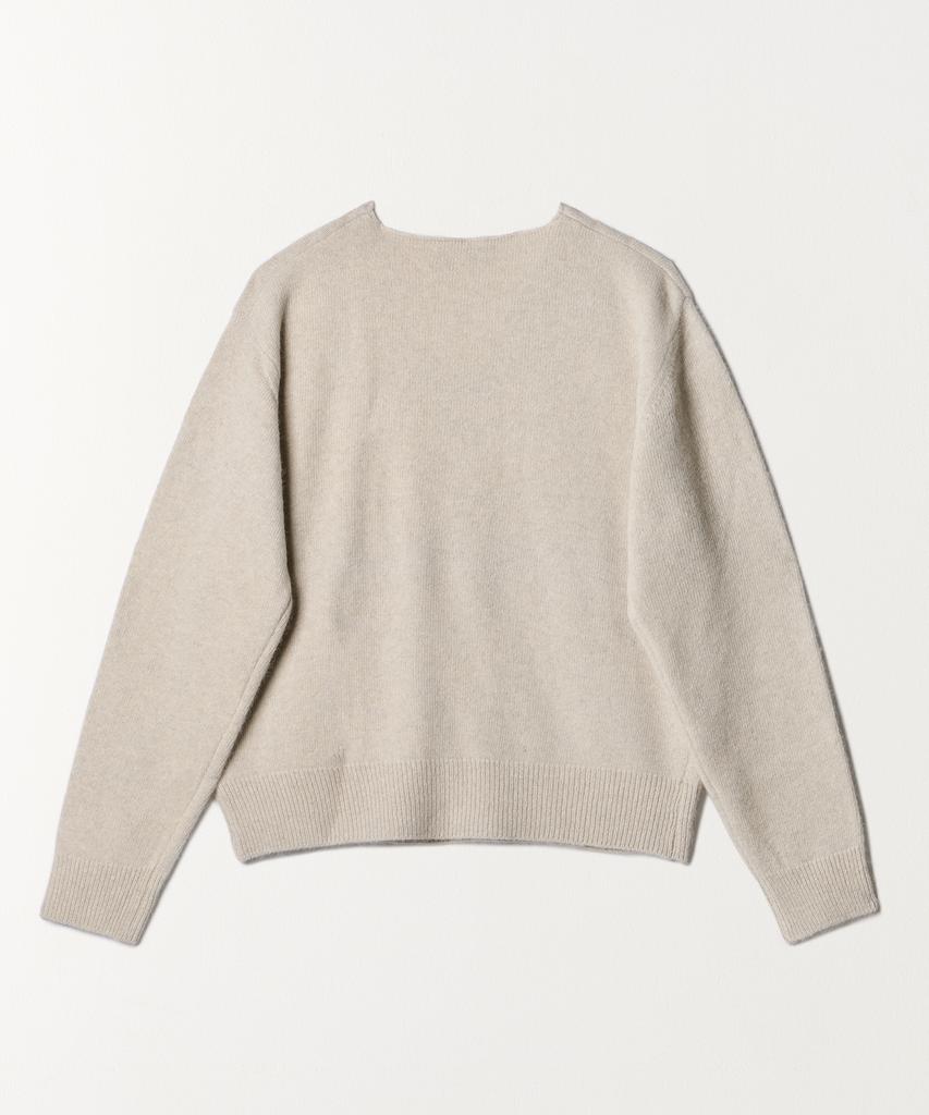 TTUDEMENT V-Neck Muffler Knit Top Light Gray