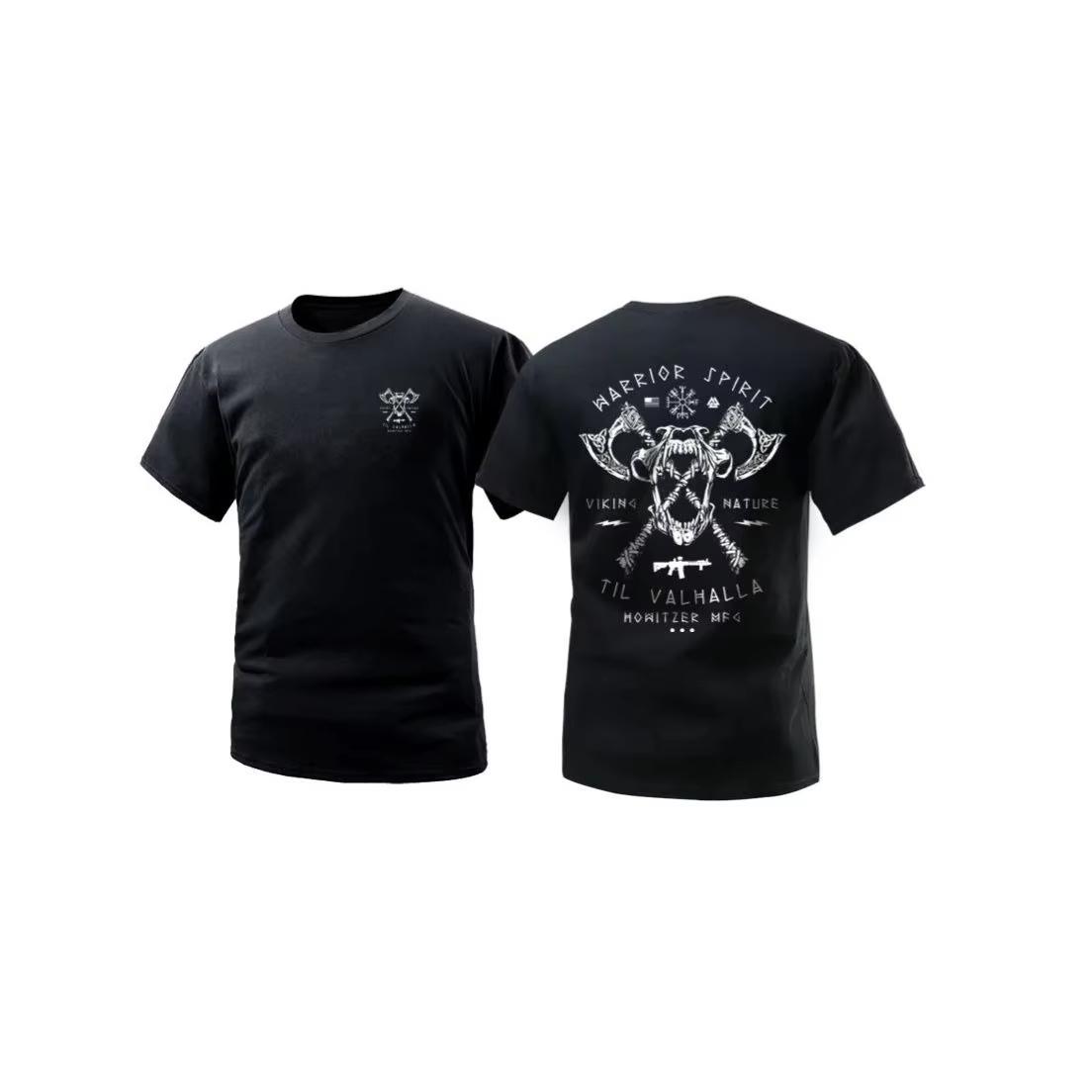 

2026 New Nordic Mythology Tactical Army Fan Tough Guy Printed Tshirts for Men and Women Round Neck Plus Size Loose Short Sleeve L