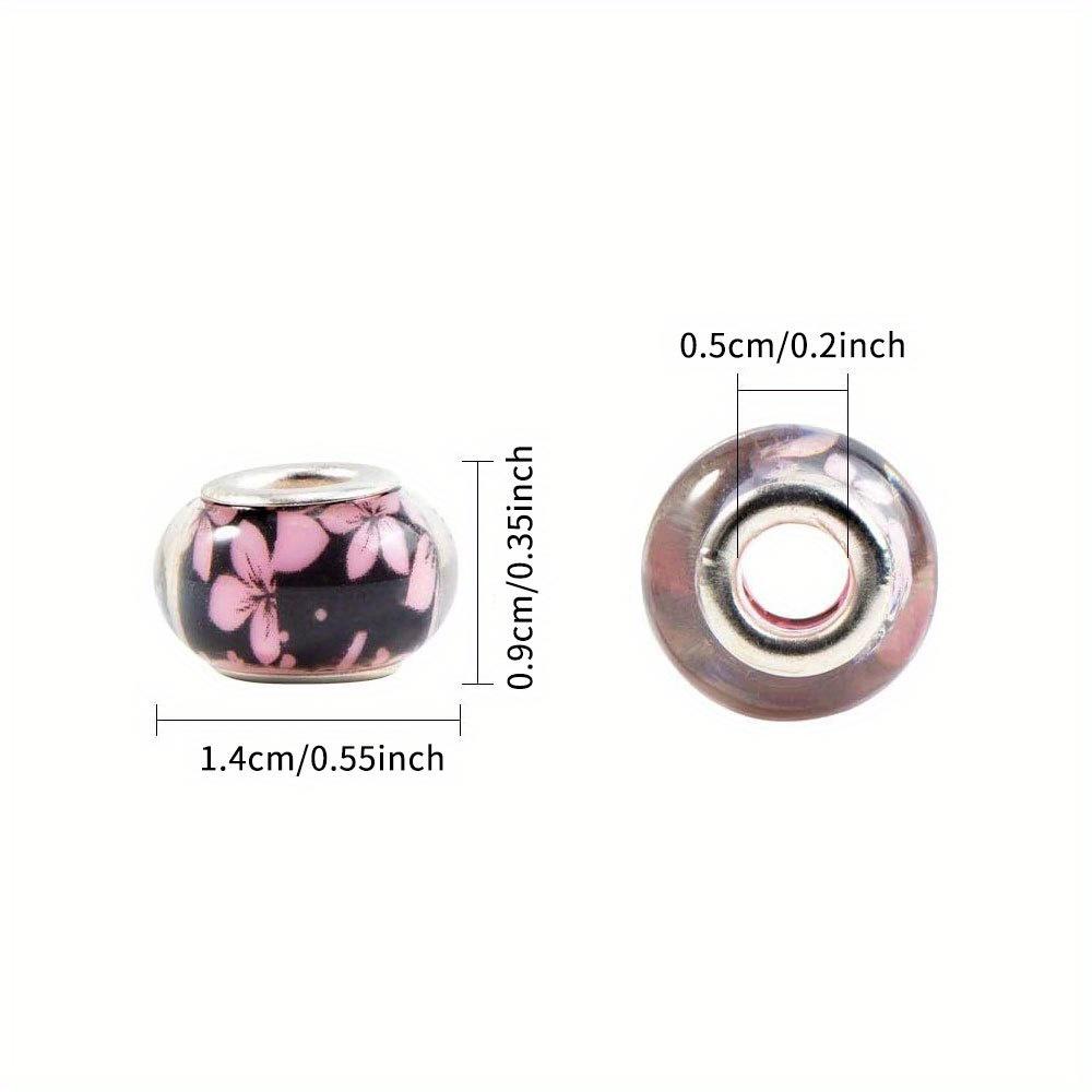 5/15/30pcs Resin Material Flower Pattern Large Hole Bead Decorative Bead Craft Bead DIY Bracelet Necklace Earrings Keychain Jewelry Accessories