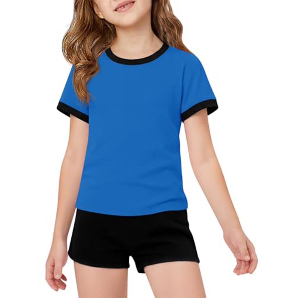 Kid Patriotic Outfit - Short Sleeve & Shorts 2-Piece Set For Girl