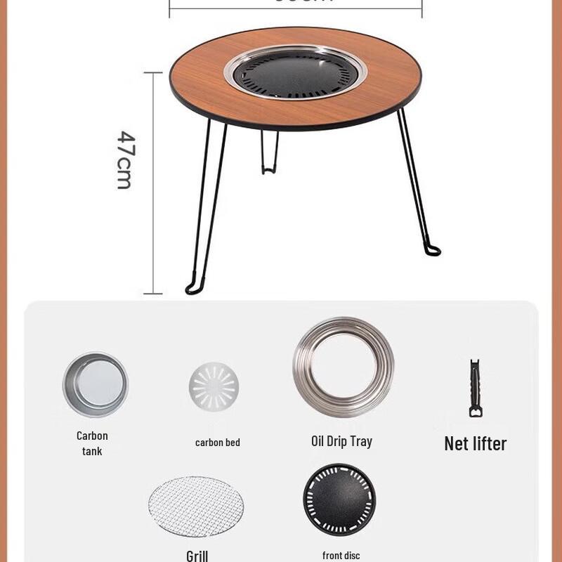 FTLY Outdoor Folding Round Table BBQ Set