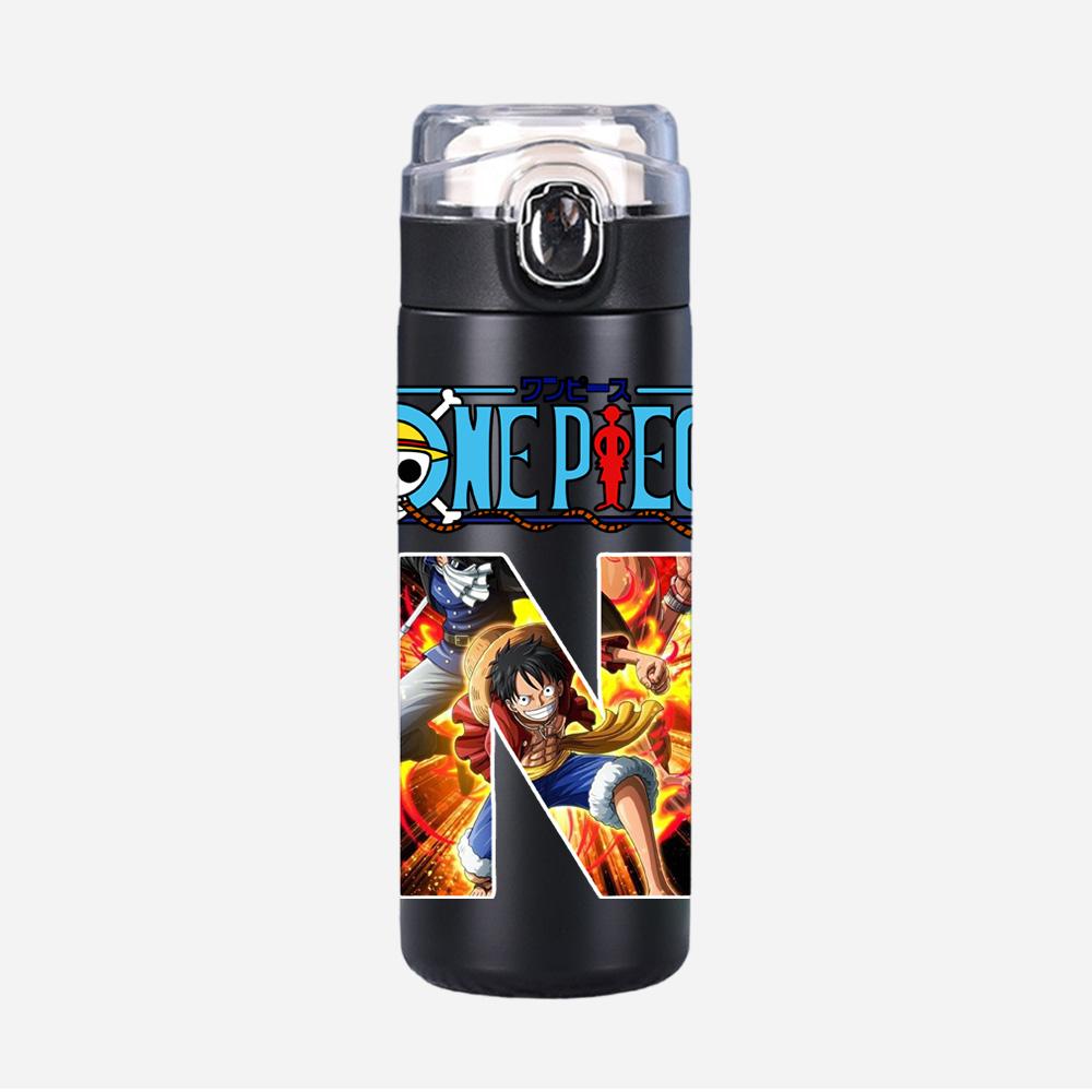 Anime Cartoon Printed Black Thermos Cup Portable Stainless Steel 400Ml Water Bottle Leak Proof Camping Water Cup Gift