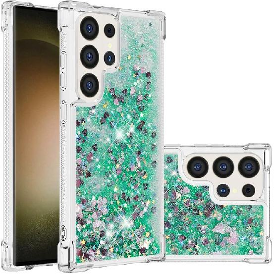 Case for Samsung Galaxy S24 Ultra, Glitter TPU Cover Clear Flowing Quicksand with Anti-Fall Bumper Corner Shockproof Protection Women Girly Case for