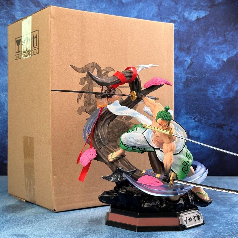

Anime ONE PIECE Waguni kimono crazy tiger Sauron figure three knife stream luminous doll statue toy ornament
