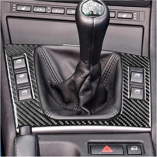 Premium Carbonfaser-Konsolen-Schalthebel-Panel-Abdeckung Zierleiste Kompatibel mit BMW 3er E46 9805 und Verbessern Sie Ihr Auto