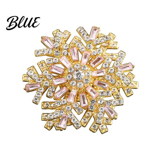 Women Fashion Accessory Rotating Snowflake Brooch Rhinestone Lapel Pin Decorative