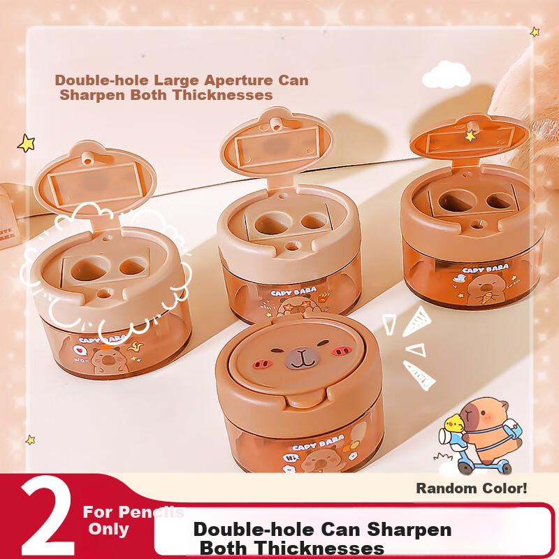 Double-Hole Pencil Sharpener And Kindergarteners, Mini Manual Pencil Sharpener with Large Diameter, Multifunctional Pencil Sharpener, Pack of 2