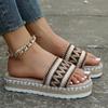 Ladies' Wedge Heel Sandals, Thick-soled Shoes Made of Woven Hemp Rope, and Comfortable Sponge Slippers