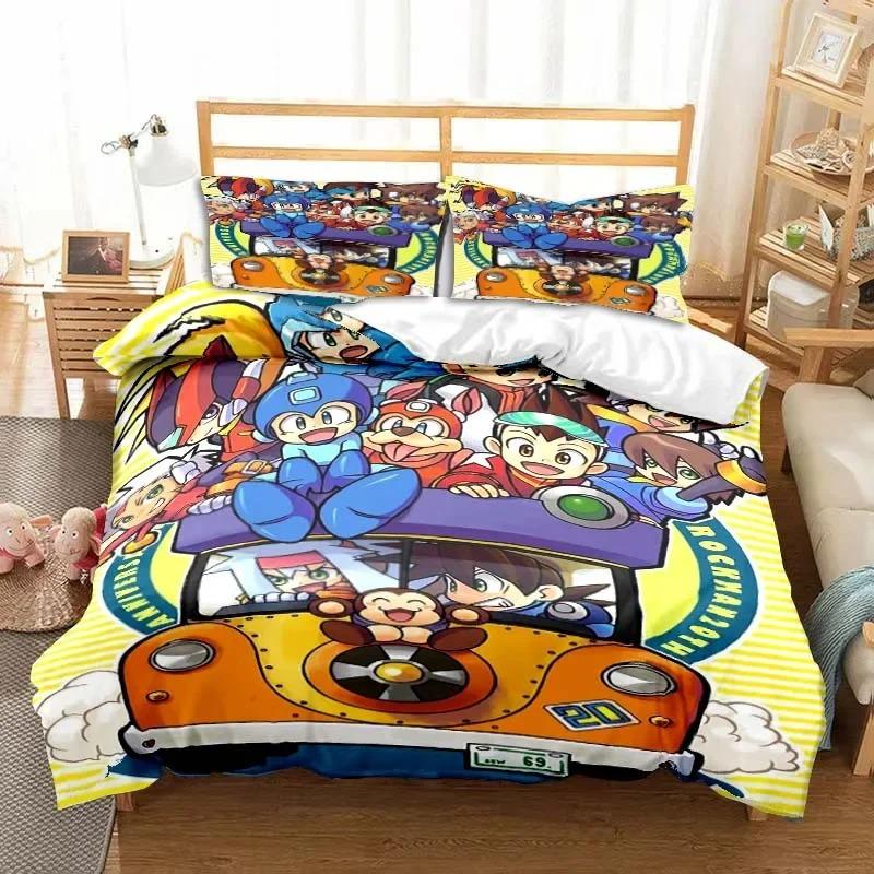 Spiel Cartoon Rockman Megaman Bettwäschesets exquisite Bettwarenset Bettbezug Bettdecke Set Luxus Geburtstagsgeschenk