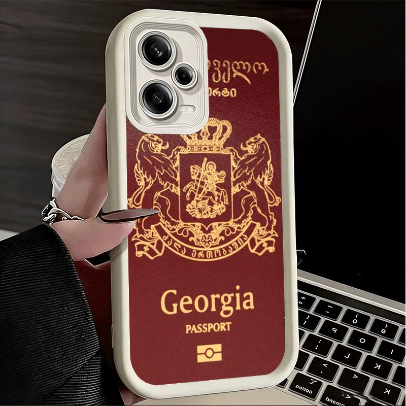Phone Case for Xiaomi Redmi Note 15 14 13 Pro Plus Georgia Passport Flag Shell 12S 11 11S 11T 5G 14S Soft Silicone Funda
