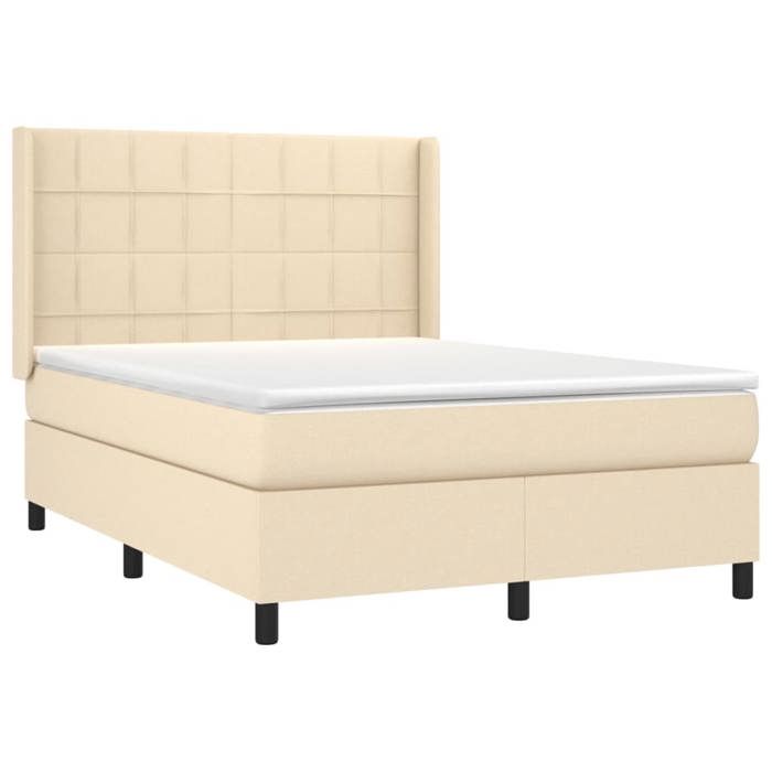 Maison Exclusive - Sommier à lattes de lit matelas et LED Crème 140x190 cm Tissu