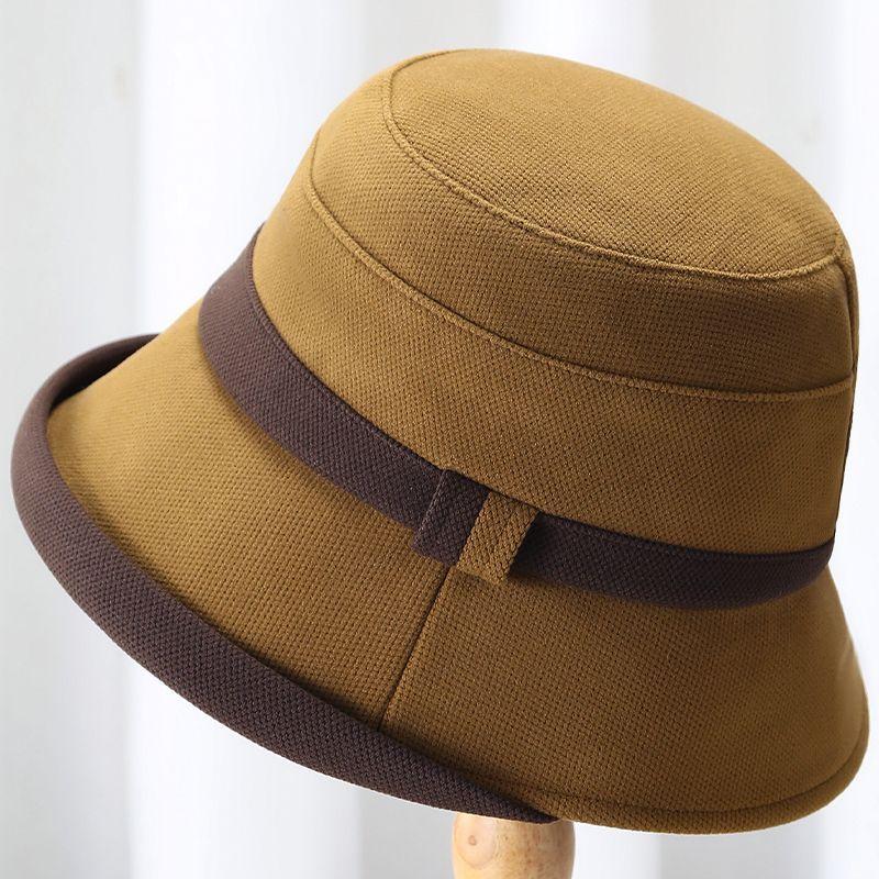 Fisherman's Hat Women's Simple and Versatile Hat Outdoor Travel Sun Shading Solid Color Fashionable Big Head Circumference Basin Hat