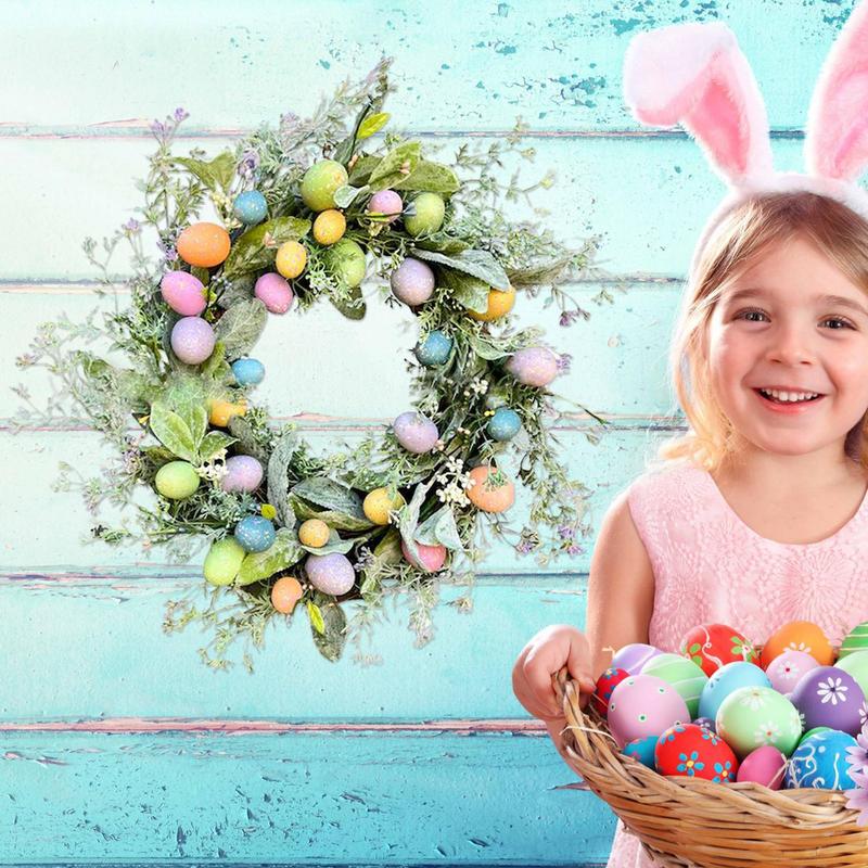 2025 Easter Eggs Wreath Artificial Handmade Berry Eucalyptus Leafs Garland For Front Door Wall Window Decoration