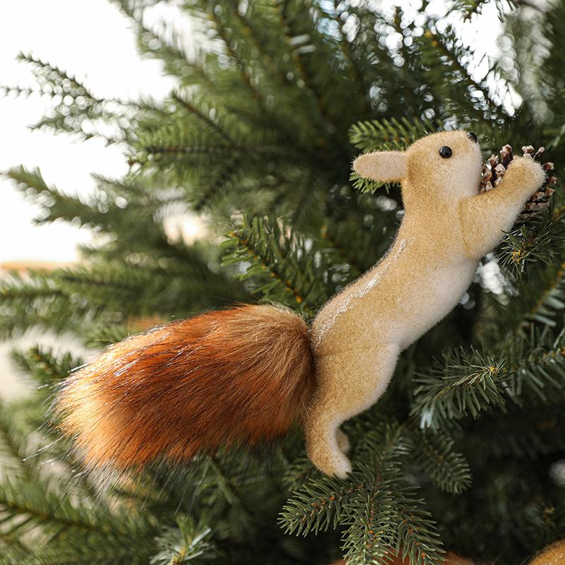 Cute Realistic Squirrel Christmas Tree Hanging Ornaments Pendant Christmas Home Wall Decoration New Year Holiday Party Kids Gift