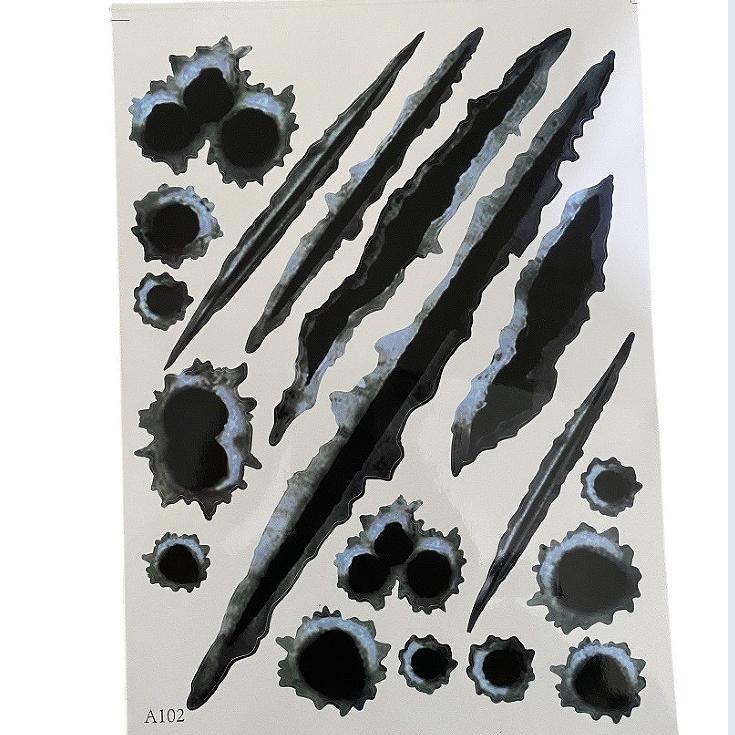 1Pcs Funny Car Stickers 3D Bullet Hole Car Side Car-covers Motorcycle Scratch Realistic Bullet Hole Waterproof Accessories Tools