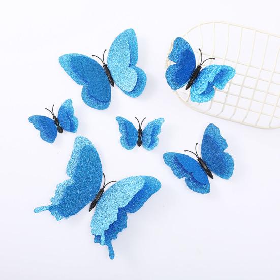 6 stk 3D Glitter Sommerfugl Vægdekoration Dobbeltlag Vinge Sommerfugl Vægkunst Klistermærker Selvklæbende Genanvendelige Vægklistermærker til Børneværelse Soveværelse Stue