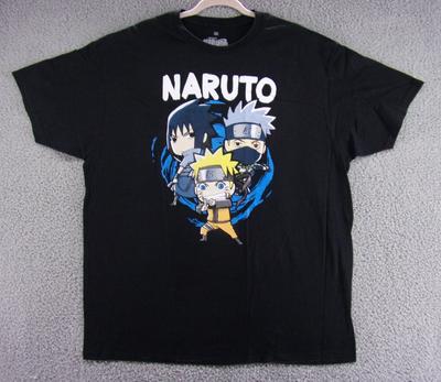 Naruto Shirt Mens 2XL Shippuden Chibi Black Ripple Junction Graphic T-shirt XXL Unisex T-Shirt