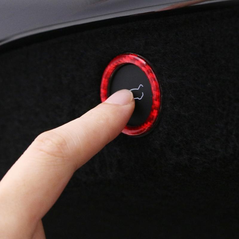 High Performances Carbon Fiber Car Trunk Button Cover Automotive Interior Sticker Trunk Button Rings Suitable for Auto