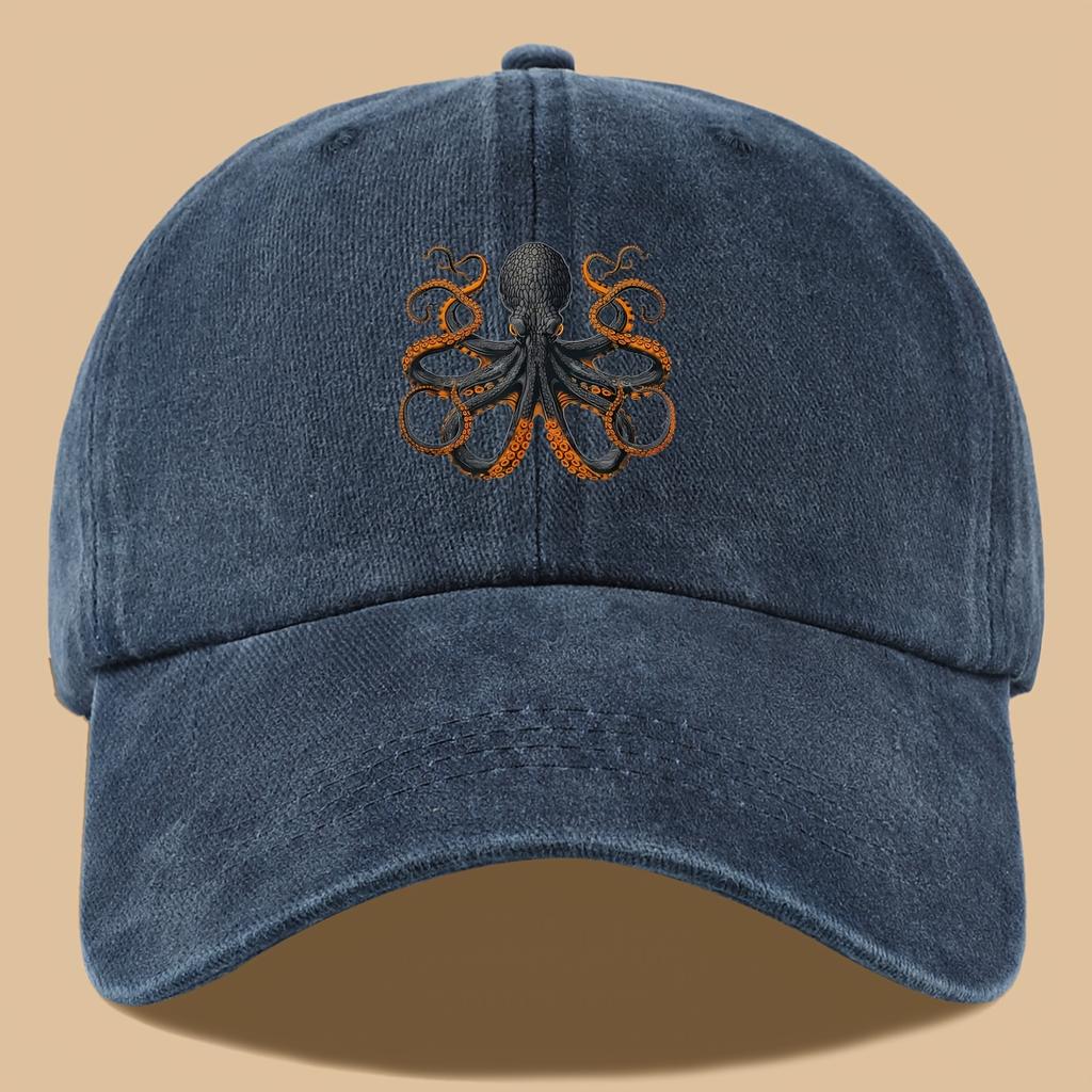 1pc Whimsical Octopus Print Vintage Truck Hat  Retro Outdoor Baseball Cap Adjustable Size Breathable Design