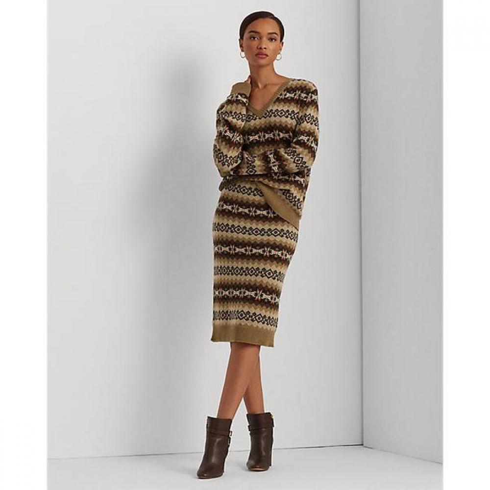 Lauren Ralph Lauren Fair Isle Wool Blend Knit Pencil Skirt Wmlrskts6h20186999 XS