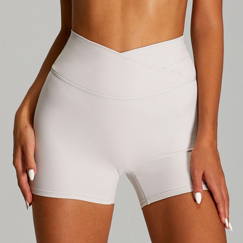 Fashion Export Nude Feel Cross High Waist Yoga Shorts Women's Outwear Running Fitness Pants Skinny Peach Hip Lifting Sport