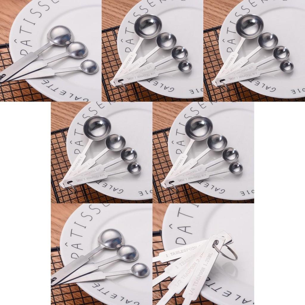 Modernes Edelstahl-Messlöffel-Set aus vier Teilen, perfekt zum Backen und Kochen