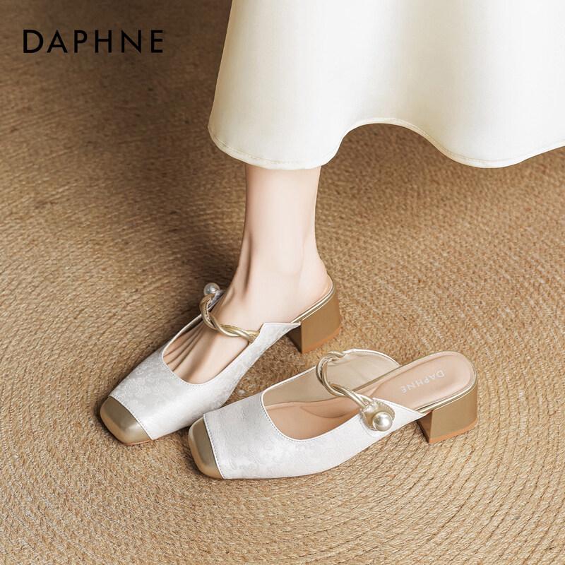 Daphne Women s New Chinese Style Chunky Heel Slip-On Sandals 36