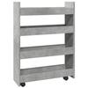 VidaXL Chariot de rangement étroit 4 niveaux gris béton, chariot de rangement mince, chariot roulant, chariot de rangement 855262