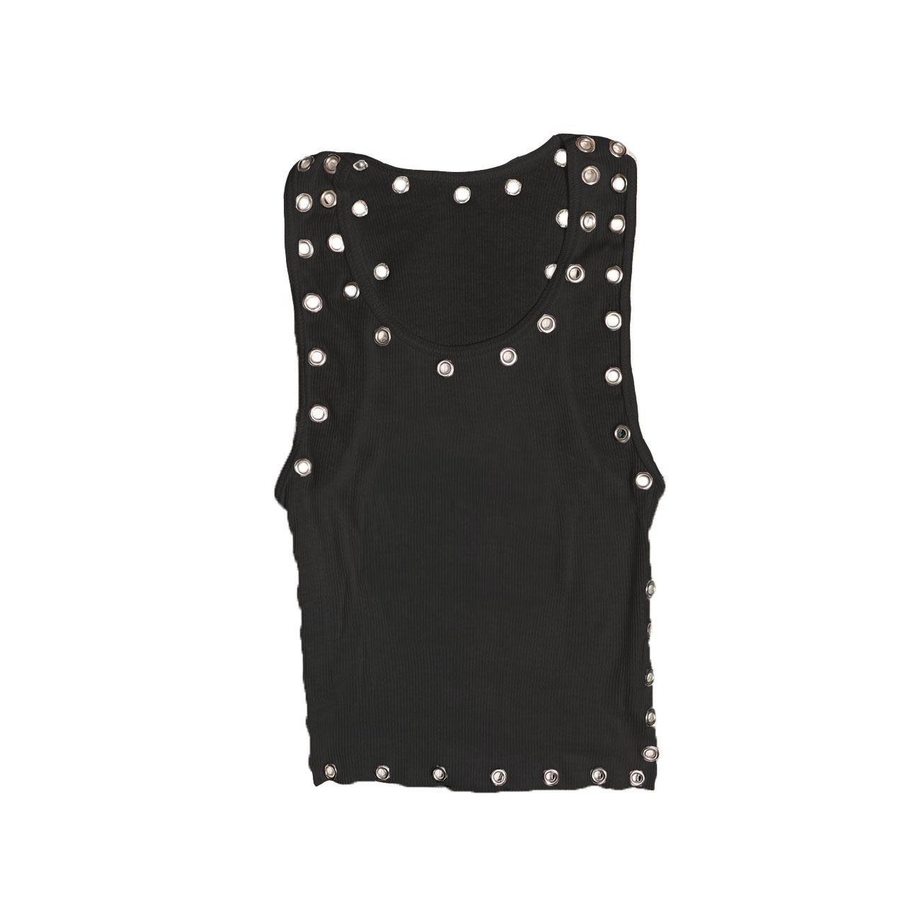 Retro European & American INS Sleeveless Diamond Slimming Vest - Versatile, Sexy, High-Street Fashion M чёрный