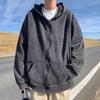 Men's Trendy American Heavyweight Cardigan Sweatshirt - Retro Washed Distressed Hoodie Jacket for Couples