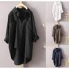 Women's Casual Cotton Linen Cardigan Shirt - Solid Color, Double Pocket, Long Sleeve, 7 Colors, 8 Sizes