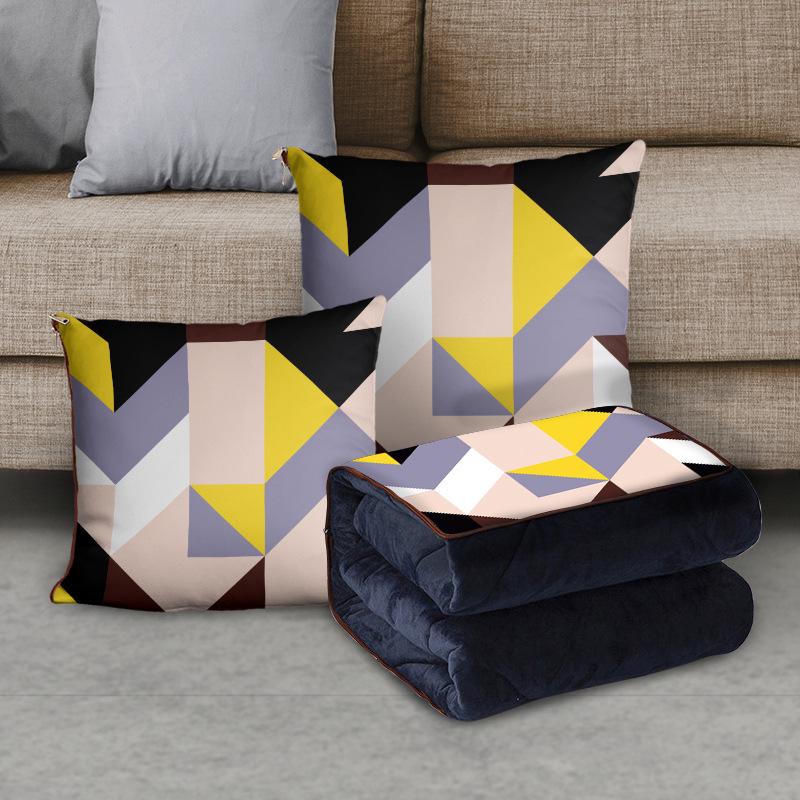 Custom Cartoon Plush Throw Pillow Blanket with Fleece Lining