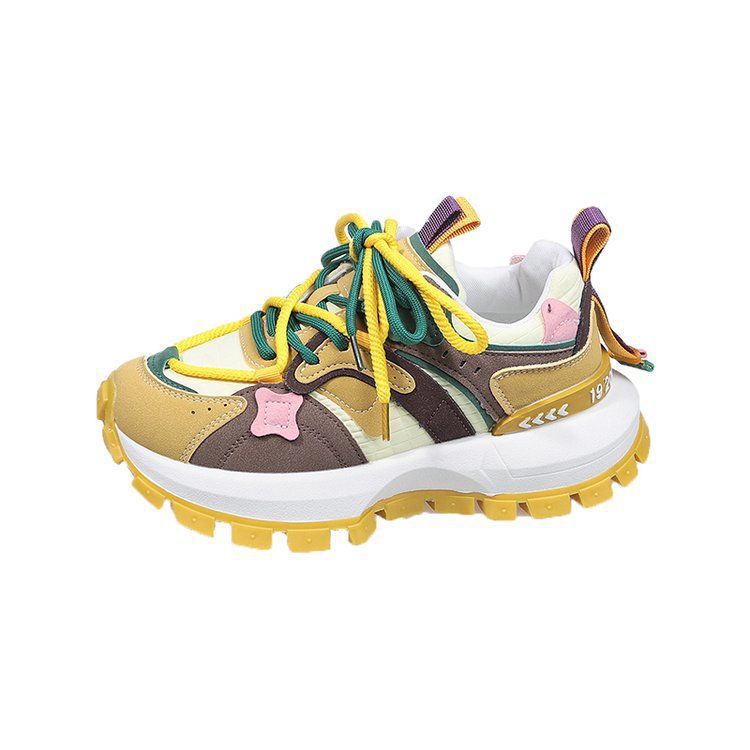 22 Spring New Models Show Feet Small Casual Forrest Gump Shoes European Soft Leather Color Matching Dad Shoes