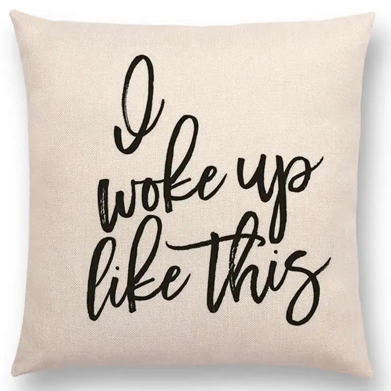 Newest Black Letter Brave Confidence Hope Forceful Warm Words Cushion Cover Christmas Gifts Sofa Throw Pillow