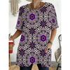 Women's Bohemian  Mandala Print T-Shirt Round Neck Blouse Suitable for Summer Casual