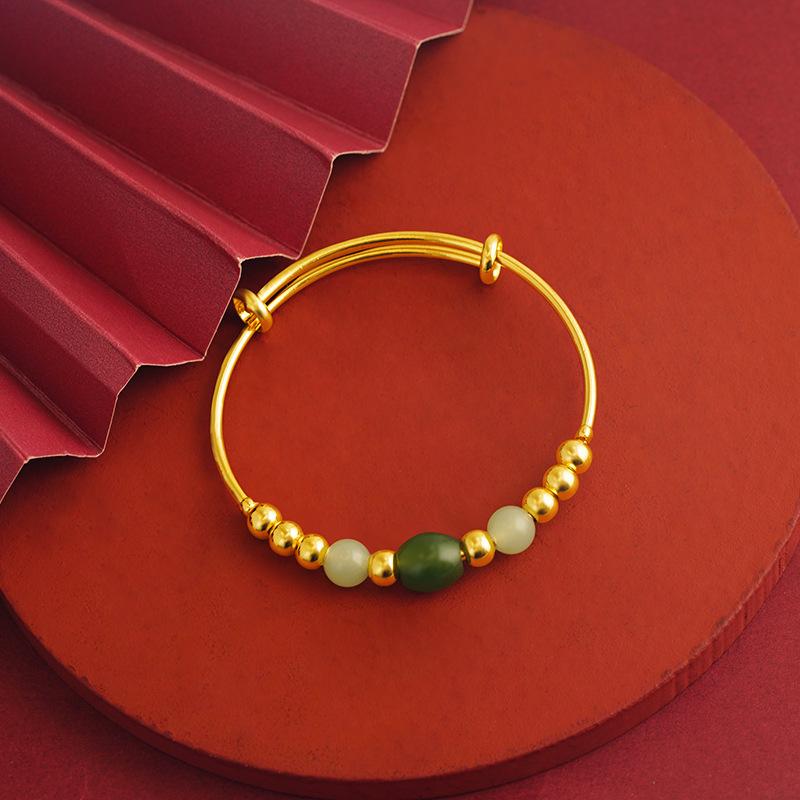 

Браслет из круглых бусин из нефрита, браслет класса люкс, нишевый, простой, темпераментный, универсальный