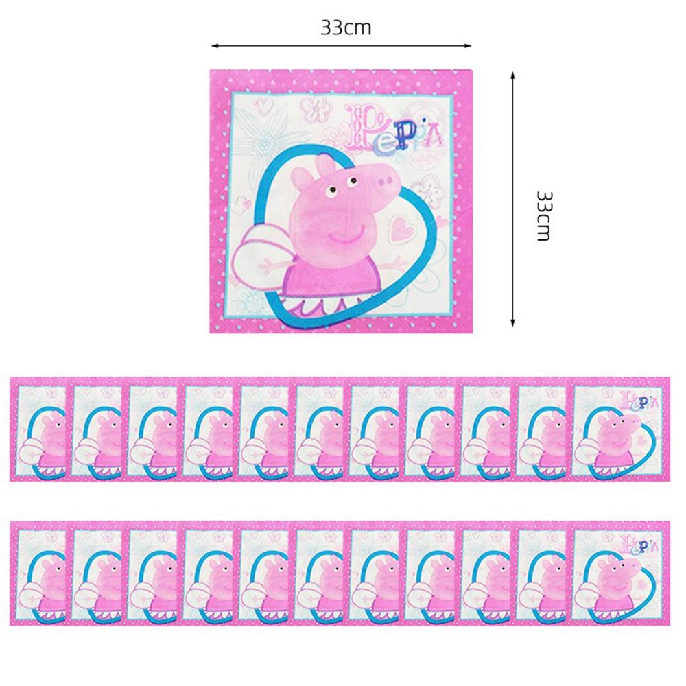 57PCS Peppa Pig Party Supplies Include Plates, Cups, Napkins, TableCover Pink