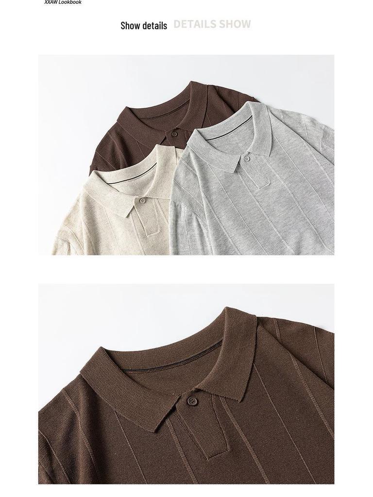 2026 Japanese Trendy Knit Men's Loose Short Sleeve Solid Color Summer Top