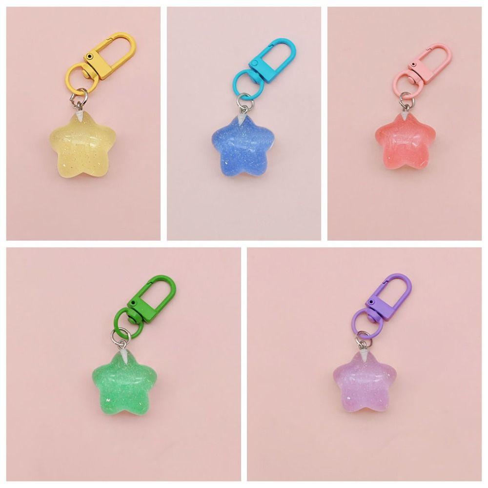 5 Stück Pentagramm Dickerchen Stern Schlüsselanhänger nachtleuchtend Rucksack Anhänger Lustig Dekorativ