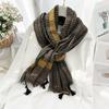 Classic thousand bird grid scarf female, simple style fringed grid silk scarf shawl scarf