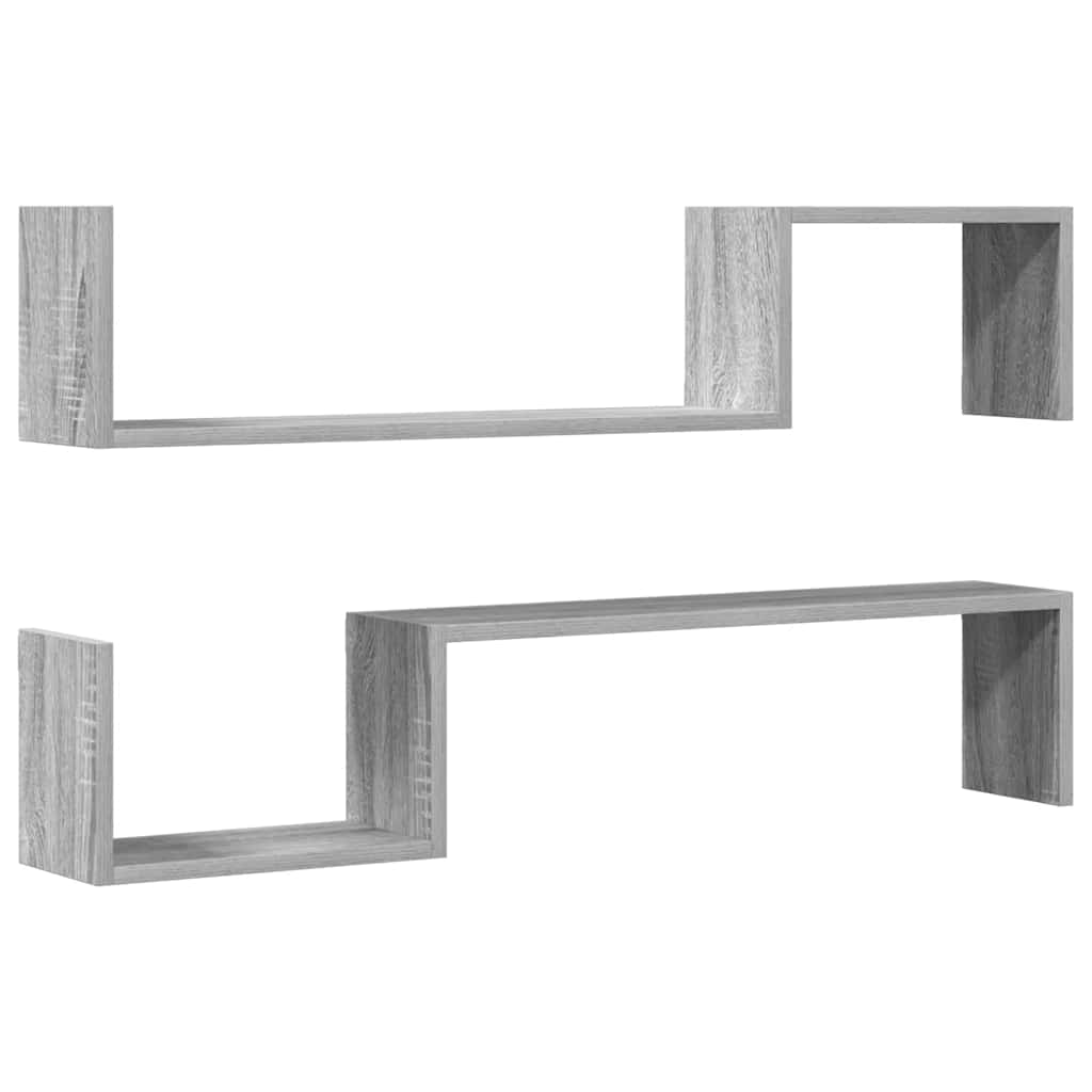 Wall Shelves 2 pcs Grey Sonoma 100 x 15 x 20 cm Particleboard