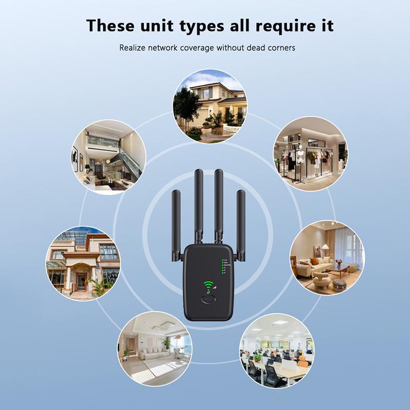 1200Mbps Wireless Wifi Repeater Wifi Signal Repeater Dual-Band 2.4G 5G Wifi Extender Antenna Network Amplifier Wps Router