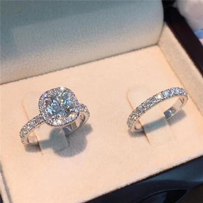 Fashion Women Princess Cut Rings Set Charm Wedding Engagement Jewelry Christmas Gifts Size 5-11 ARI