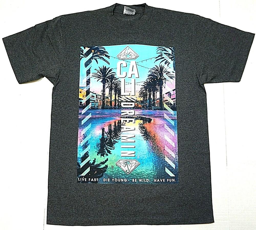 CALIFORNIA DREAMIN T-shirt Cali West Coast Urban Streetwear Men s Tee Gray New Unisex T-Shirt S