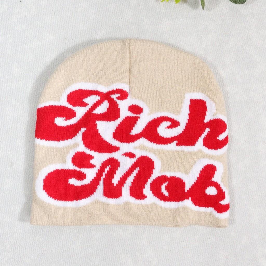 Blocked Fashion Color Letter Pattern Neutral Casual Warm Knitted Hat Autumn For