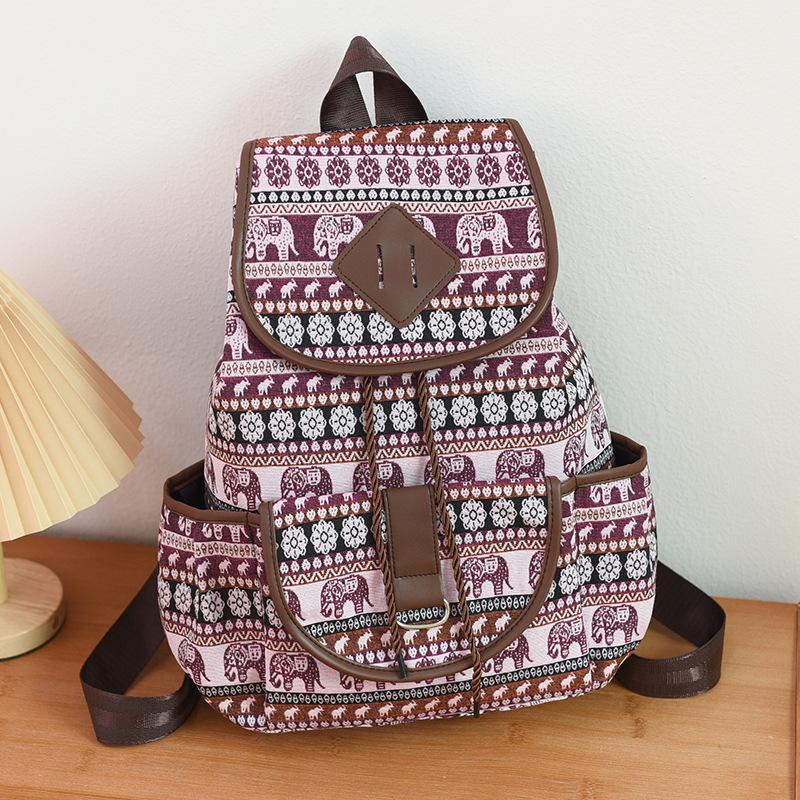 Schoolbag ethnic style fashion retro print pattern women's backpack Oxford cloth travel and leisure lightweight large capacity backpack