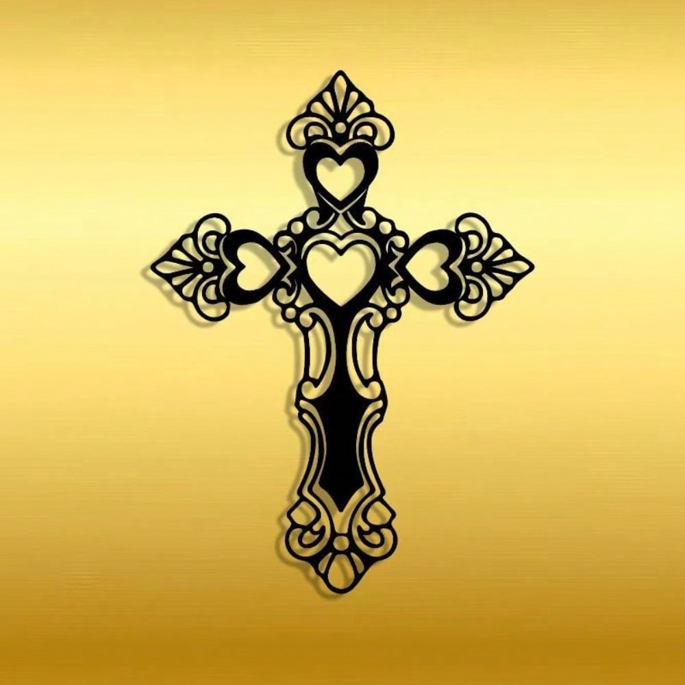 Vintage Metal Wall Cross Ornament Iron Art Decor Home Gift Cafe