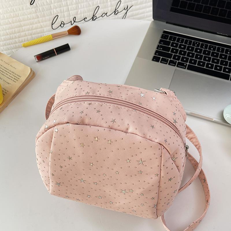 New Canvas Star Print Shoulder Bag for Women Fashionable Shell Shape Crossbody Casual Daily Handbag