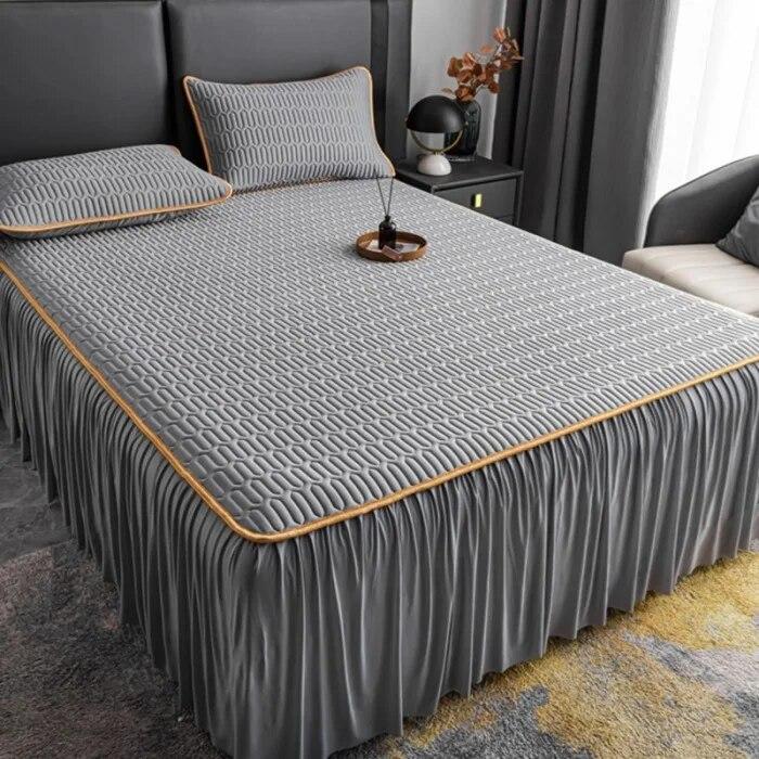 

Летняя крутая встроенная кровать-юбка, простыня, мягкий коврик, кружевной наматрасник, чехол для кровати, моющийся складной комплект постельного белья для девочек, покрывало 200x220cm-3pc